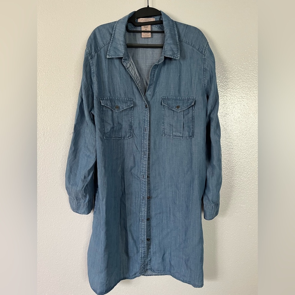 Philosophy Womens XL chambray Lycocel denim long sleeve dress. Never worn.